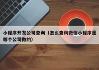 小程序開發(fā)公司查詢（怎么查詢微信小程序是哪個(gè)公司做的）