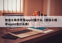 微信小程序開發(fā)appid是什么（微信小程序appid有什么用）