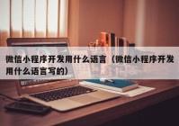 微信小程序開發(fā)用什么語言（微信小程序開發(fā)用什么語言寫的）