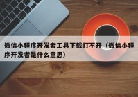 微信小程序開發(fā)者工具下載打不開（微信小程序開發(fā)者是什么意思）